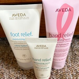 AVEDA Foot and Hand Relief Moisturizing Creme Trio - White, Pink, Cream